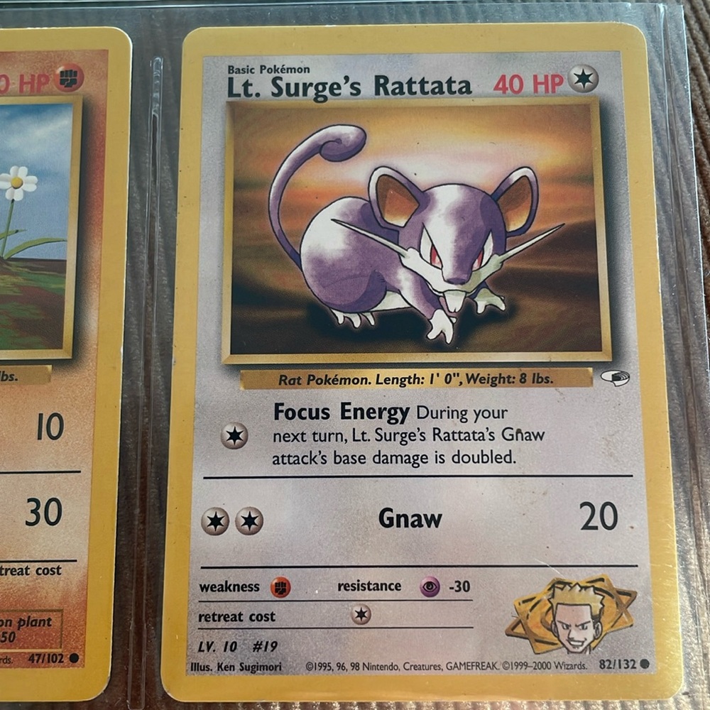 Pokémon Lt. SURGE’S RATTATA LV.10 #19 82/132 40HP